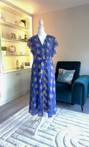 Ladies Blue Short Sleeve Floral Dress from Monsoon
