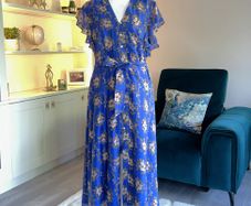 Ladies Blue Short Sleeve Floral Dress from Monsoon