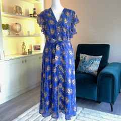 Ladies Blue Short Sleeve Floral Dress from Monsoon