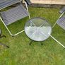 Set of x2 Garden Chairs and x2 Small Glass Top Tables Image 9