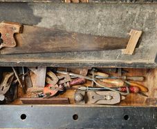 Carpenter's tool case with tools