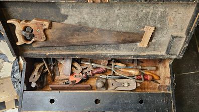 Carpenter's tool case with tools