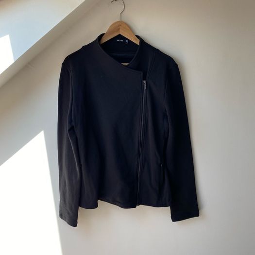 Saint + Sofia Black Cotton Biker Jacket