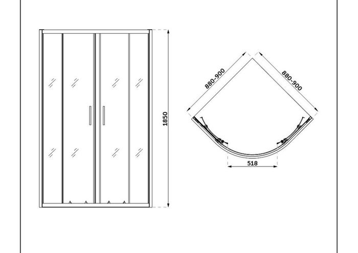 shower quadrant 900x900 black