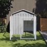 Dog House with Run Light Grey 117x201x123 cm Galvanised Steel Image 2