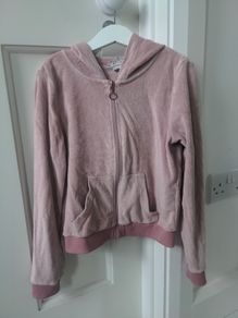 H&M girls pink velour hoodie.