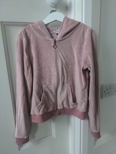 H&M girls pink velour hoodie.