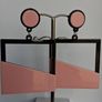 Retro Vibes Pink & Black Colour Block Geo Earrings Image 7