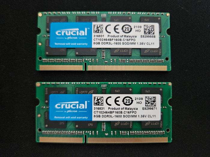 16GB [2x8GB] Crucial DDR3 1600MHz Laptop Memory Kit