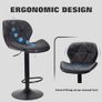 Bar Stools Set of 2 Bar Chairs,Modern Height Adjustable Kitchen Stools With Backs, Swivel Faux Leather Kitchen Island Chairs(All Black) Image 7