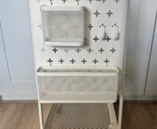 Metal trolley with peg board