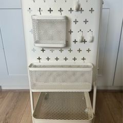 Metal trolley with peg board