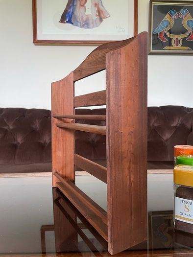 Vintage Wooden Two Tier Counter or Wall Hanging Spice Rack