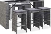 Garden Bar Set 7-Piece with Cushions Counter Bar Counter Garden Counter Bar Table Bar Stool Garden Furniture Poly Rattan Black