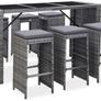 Garden Bar Set 7-Piece with Cushions Counter Bar Counter Garden Counter Bar Table Bar Stool Garden Furniture Poly Rattan Black Image 4