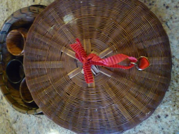 Wooden Napkin Ring holders-set Of 5 Vintage With Storage Box
