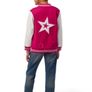 American Girl Star Squad berry coloured Varsity Jacket with white faux-leather sleeves Size M EUC Image 7