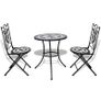 3 Piece Bistro Set Ceramic Tile Black and White Image 3