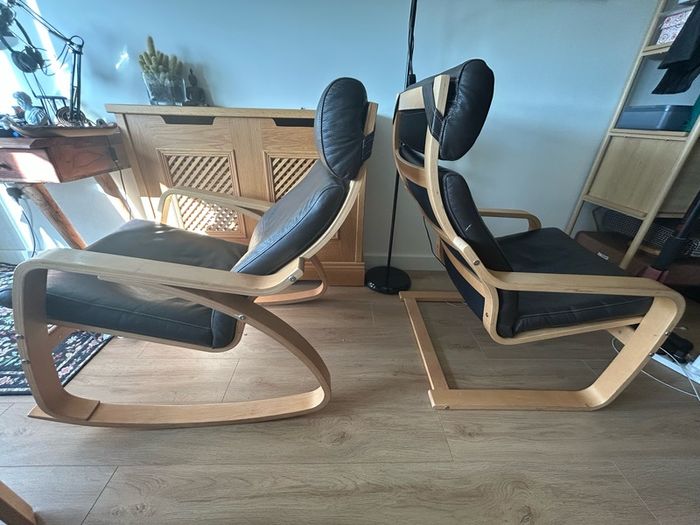 IKEA POANG Pair of Chairs & Matching Stools