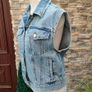 Pull & Bear Distressed Denim Sleeveless Jacket  Unisex  Size Small Image 6