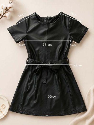 Girls Black Faux Leather dress age 3-4
