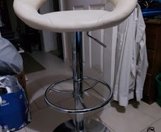 White Leather Kitchen Stool, Functioning Great and in very good condition