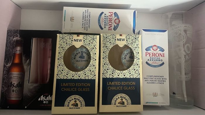 Peroni birra Roma nastro azzurro italiana asahi birra Moretti Half Pint Beer Glass