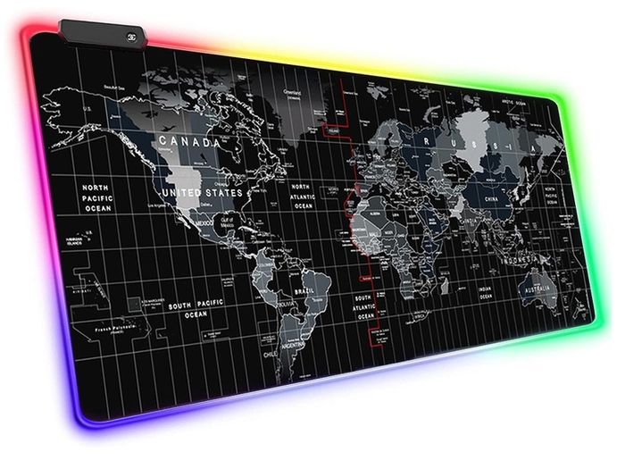 New Large Color LED Computer Mouse Pad World Map Gaming Mouse Keyboard Mat #1434