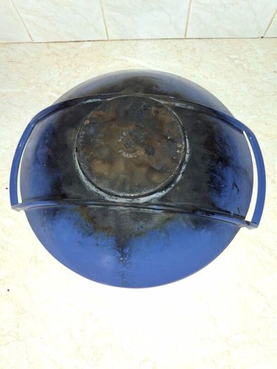 Le Creuset blue wok with glass lid