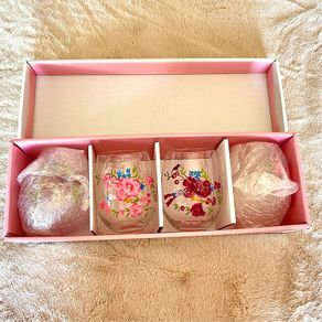 Set of 4 Floral painted glasses - in box
