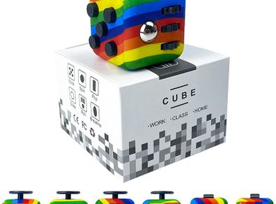 Rainbow Fidget Cube with 6 Sides Stress Relief Fiddle Toys Autism Sensory Toys Fidget Toys for Adults and Kids
