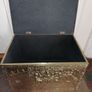 Vintage Brass on Wood Fireside Log & Turf Storage Box Image 3
