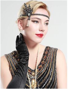 1920's Headpiece Flapper Party Headband Costume Party Fascinator Vintage Crystal Rhinestone Crystal Rhinestone Headpiece