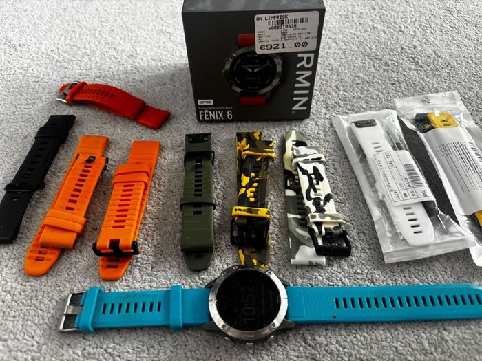 Garmin Fenix 6 Titanium Sapphire with extras