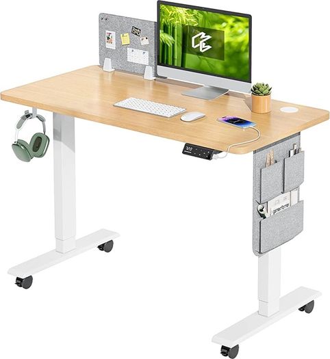 Electric Standing Desk Height Adjustable Standing Desk Sit Stand Desk Stand Up Desk with Headphone Hook 100x60cm Desktop for Home (FREE SHIPPING)