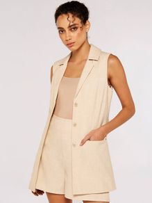 Unused Sleeveless Tie Waist Blazer
