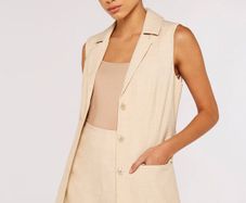 Unused Sleeveless Tie Waist Blazer