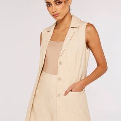 Unused Sleeveless Tie Waist Blazer