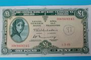 Irish 1969  Lavery One pound banknote in Very Fine condition