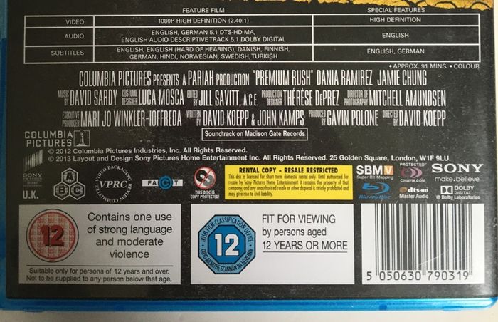 Premium Rush [2012] Joseph Gordon-Levitt, Michael Shannon, Dana Ramirez & Jamie Chung [Blu-ray Movie]