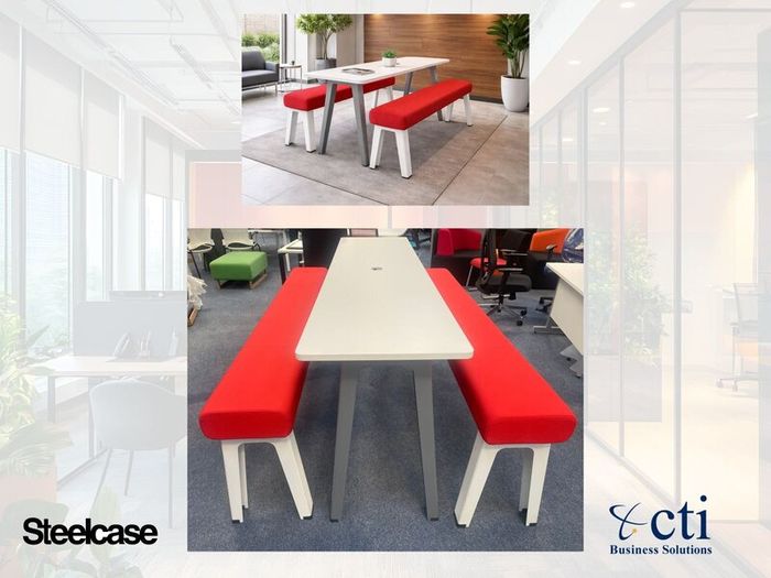 Steelcase High Table & 2 Benches - Grade A