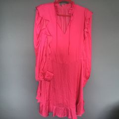 Zadig voltaire Bright pink ruffled long sleeve dress