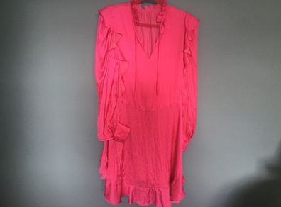 Zadig voltaire Bright pink ruffled long sleeve dress