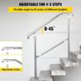 5 Step Railing Stainless Steel Transitional Handrail fit for Level Surface and 1 to 5 Steps Adjustable Stair Railing Indoor Outdoor Step Railings 99.8 kg Capacity Image 6