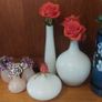 Lovely Set of Three Small Vintage Hand-Blown Glass Bud Vases in Pale Pink from Circa 1990 Image 8