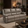 New 3+2 Or 3+1+1 Leather Recliner In Grey And Black Image 6