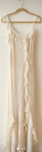 Vintage GHOST 2004 Archival Lace Maxi Dress Boho Wedding V-Neck Ruffled