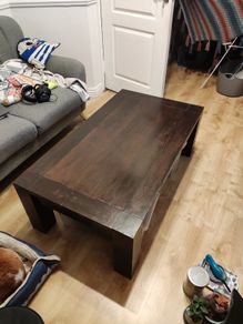 Solid Dark Oak Coffee Table Heavy Duty & Built to Last!