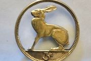 Hand Cut 3d Pence Coin Pin Badge