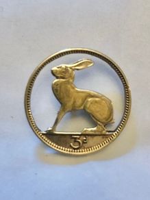 Hand Cut 3d Pence Coin Pin Badge